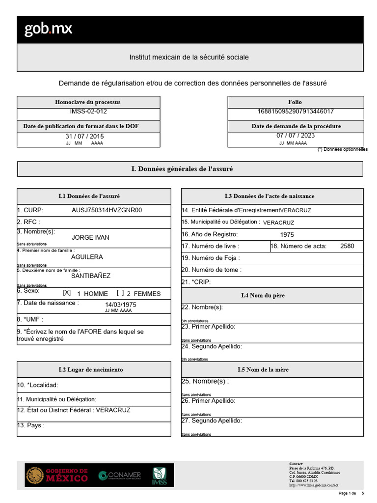 Demande de régularisation IMSS 2023 | PDF | Sécurité