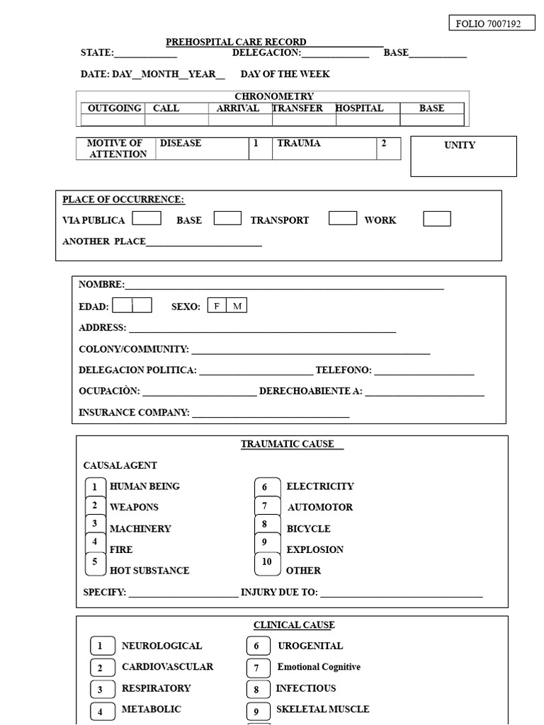 Prehospital Care Format | PDF