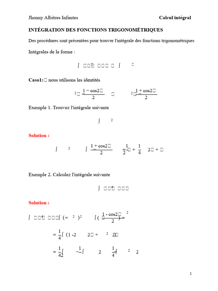 Intégration des fonctions trigonométriques | PDF | Intégral | Concepts ...