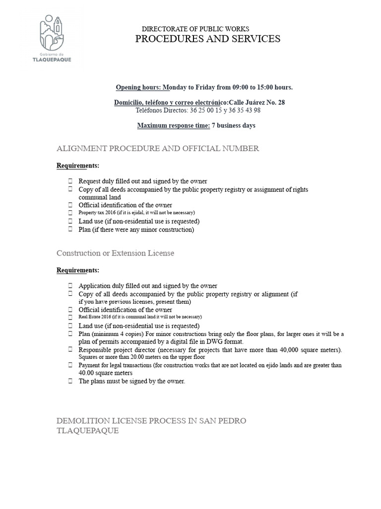 San Pedro Tlaquepaque Public Works Procedures | PDF | Identity Document ...