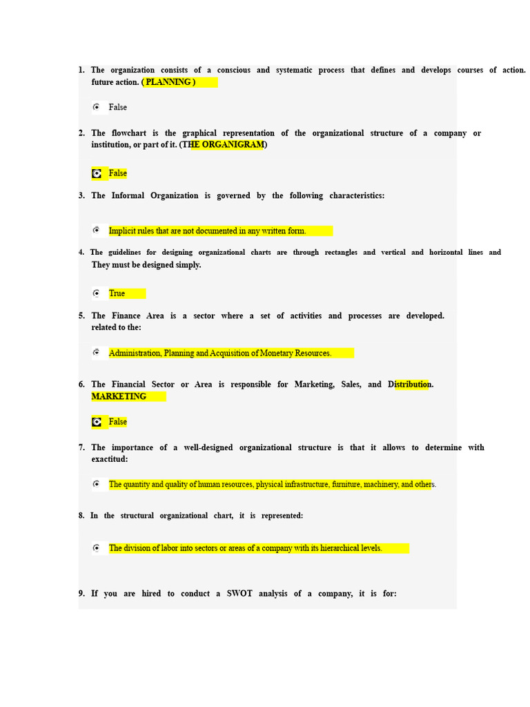 Final exam Organization and Methods | PDF | Organizational Structure ...