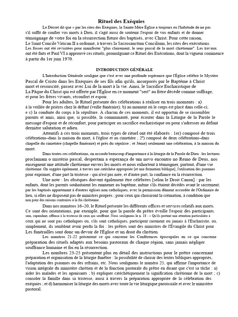 Rituel des Exéquies : Célébration et Espoir | PDF | Funérailles | Baptisme