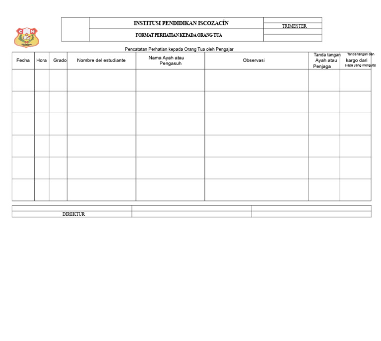 352997085 Format Perhatian untuk Orang Tua | PDF