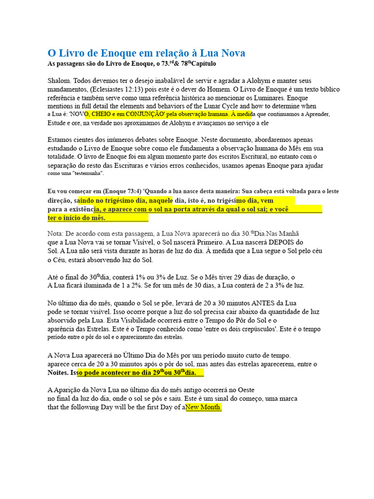 Enoque e a Observação da Lua Nova | PDF | Lua | Sol