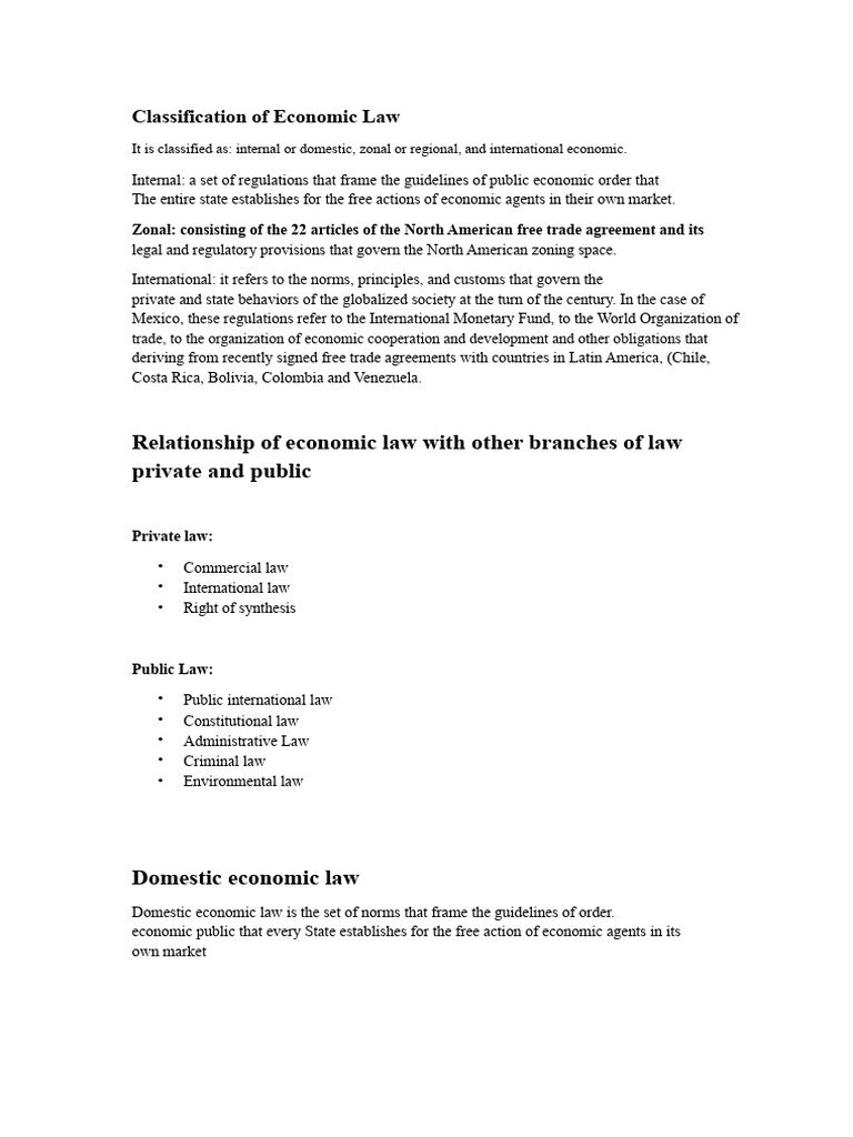 Types of Economic Law Explained | PDF | International Law | Market ...