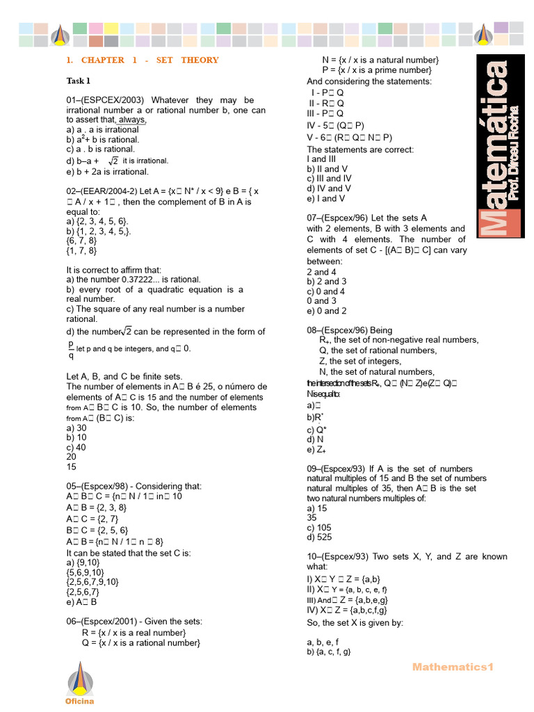 Set Theory and Mathematical Logic Exercises | PDF | Numbers ...