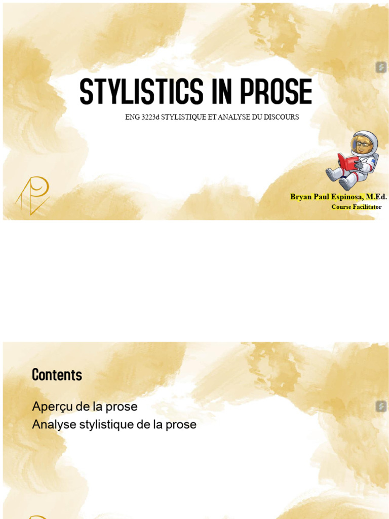 Analyse stylistique de la prose littéraire | PDF | Phrase | Verbe