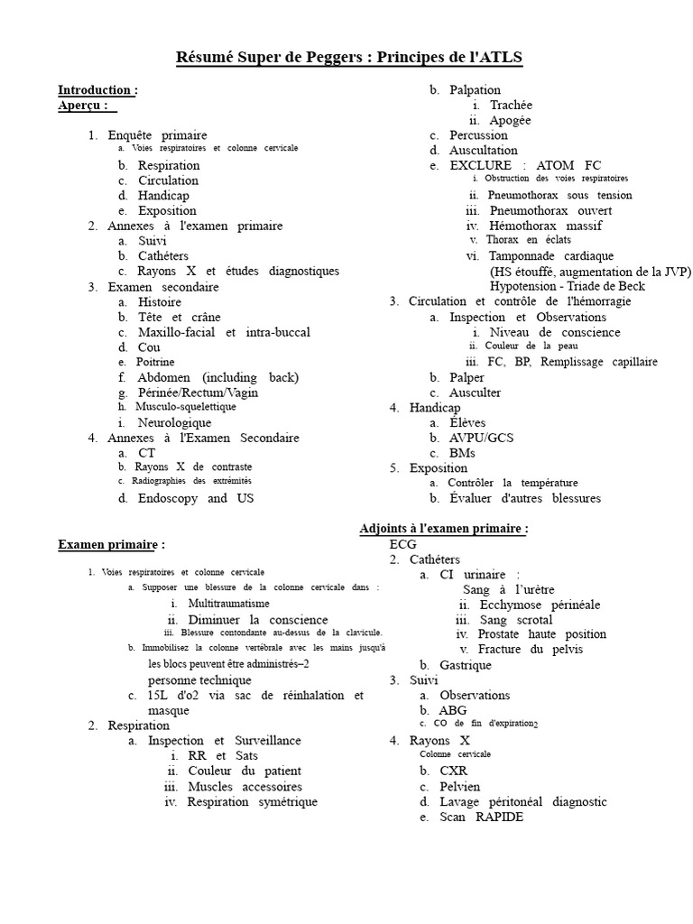 Principes de l'ATLS : Guide Complet | PDF | Spécialités médicales ...