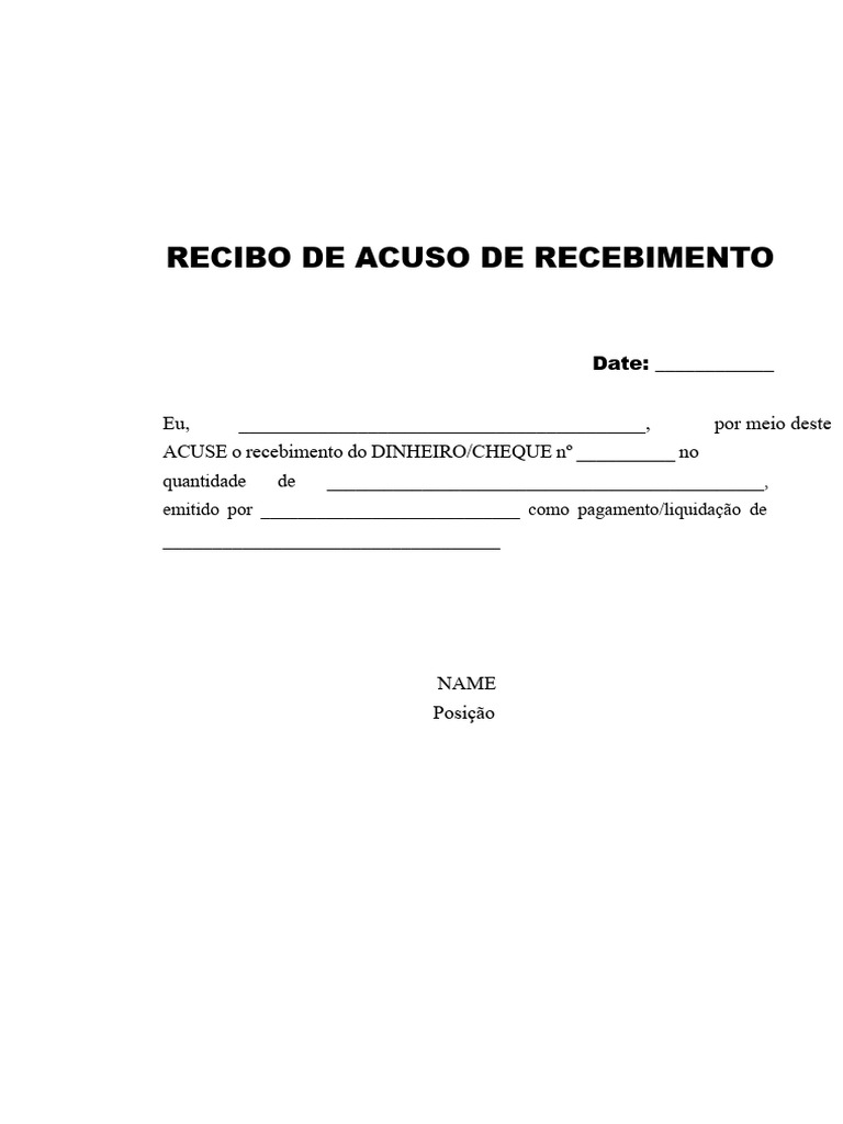 Modelo de Recibo de Recebimento | PDF