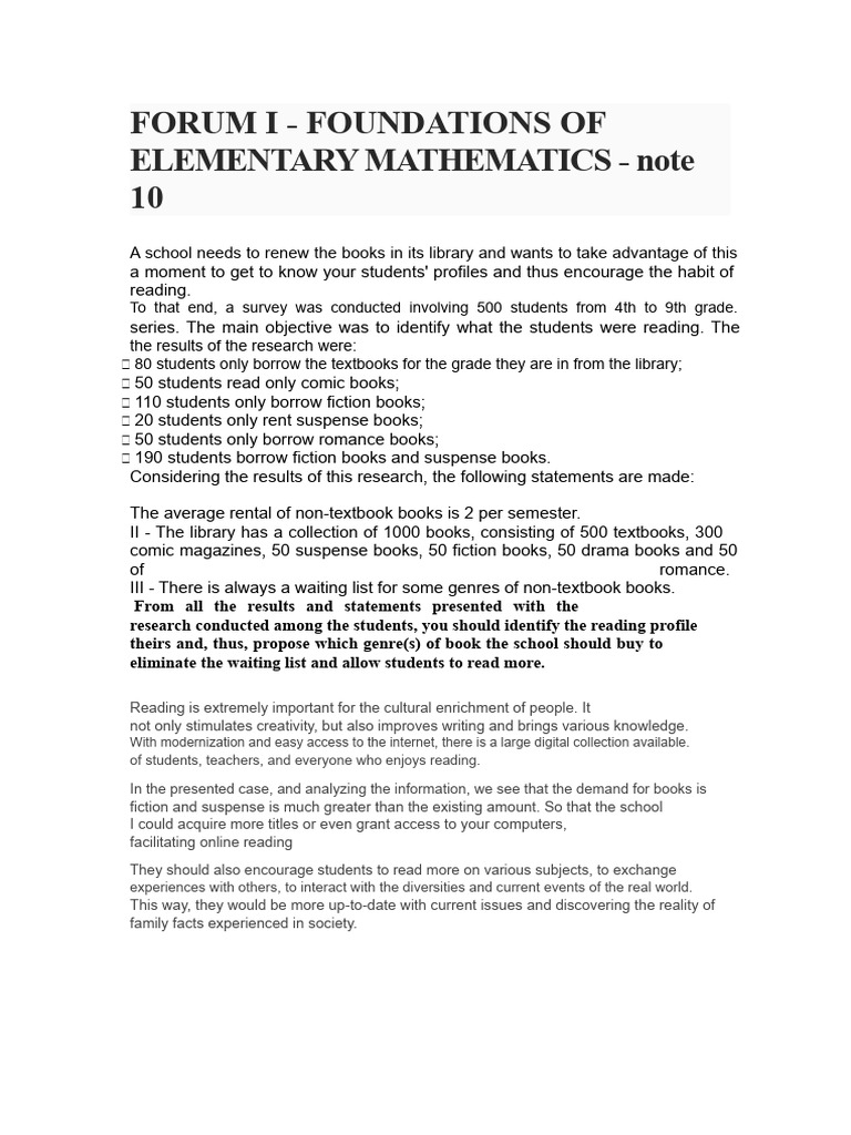 Forums - Fundamentals of Elementary Mathematics | PDF | Learning ...