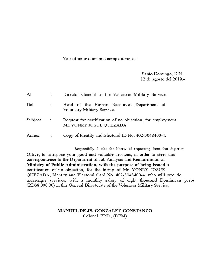 Certification Requests for Military Personnel | PDF