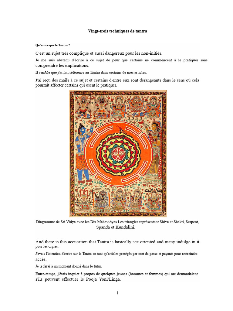 Vingt-trois techniques de Tantra | PDF | Tantrisme | Yoga