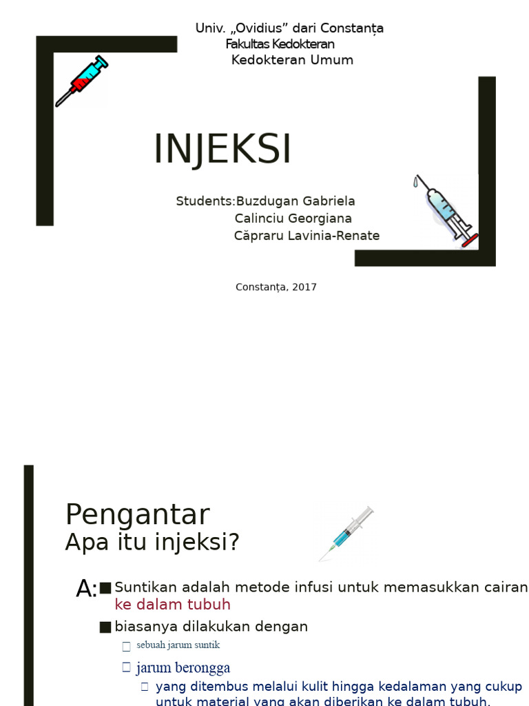 Jenis-Jenis Injeksi dalam Kedokteran | PDF