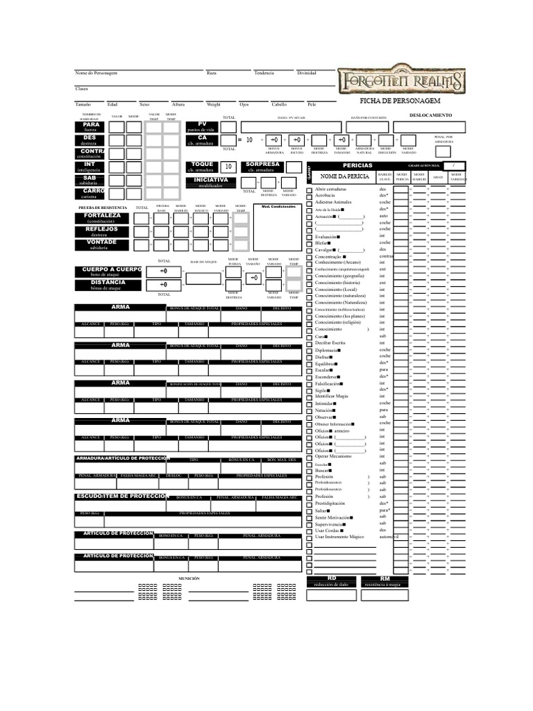 Ficha de Personaje para RPG | PDF