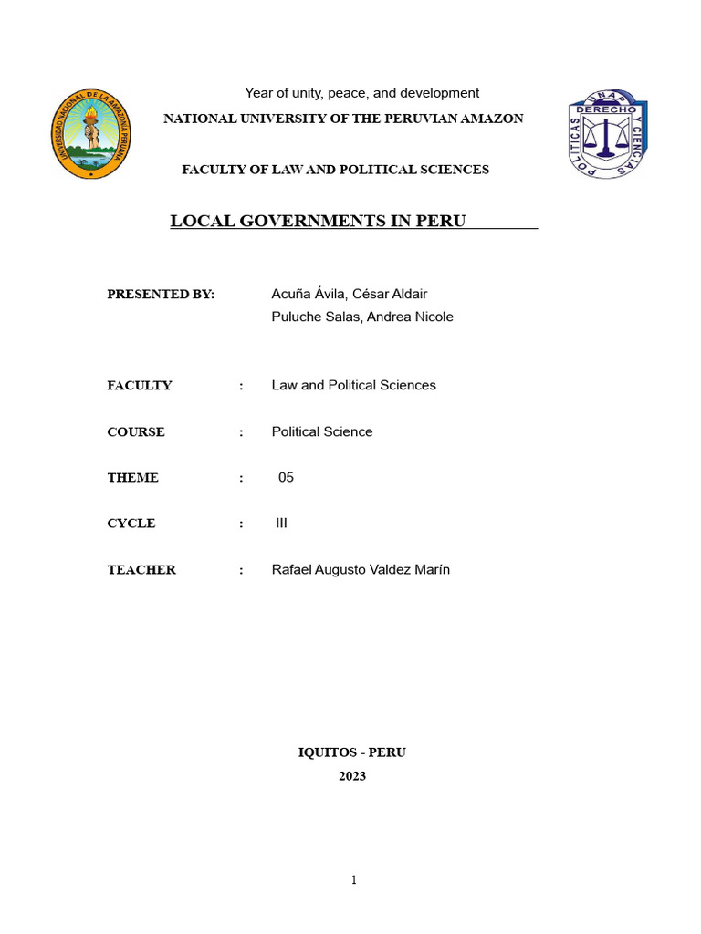 Local Governments in Peru: Structure & Challenges | PDF | Taxes | Mayor