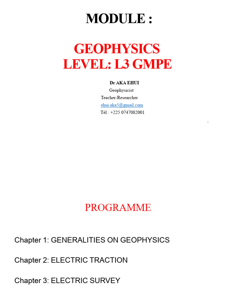 Geophysics Overview and Electrical Methods | PDF | Geophysics | Applied ...