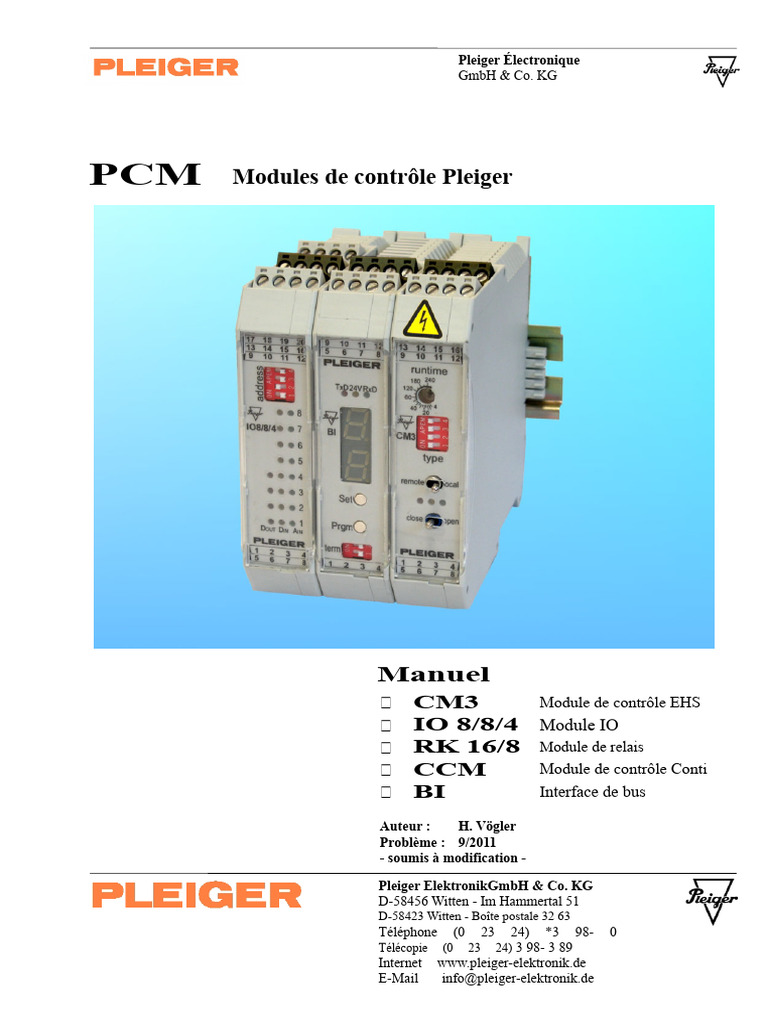 Manuel des Modules de Contrôle Pleiger | PDF | Interrupteur | Soupape