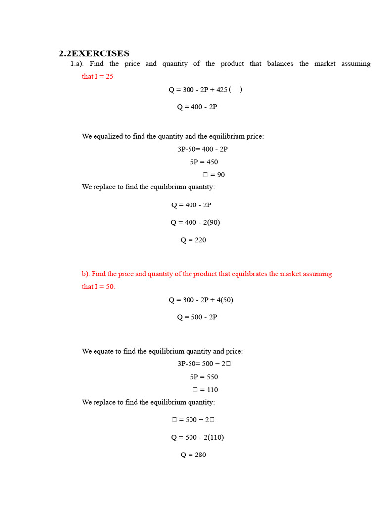 Market Equilibrium and Elasticity Analysis | PDF | Demand | Economic ...