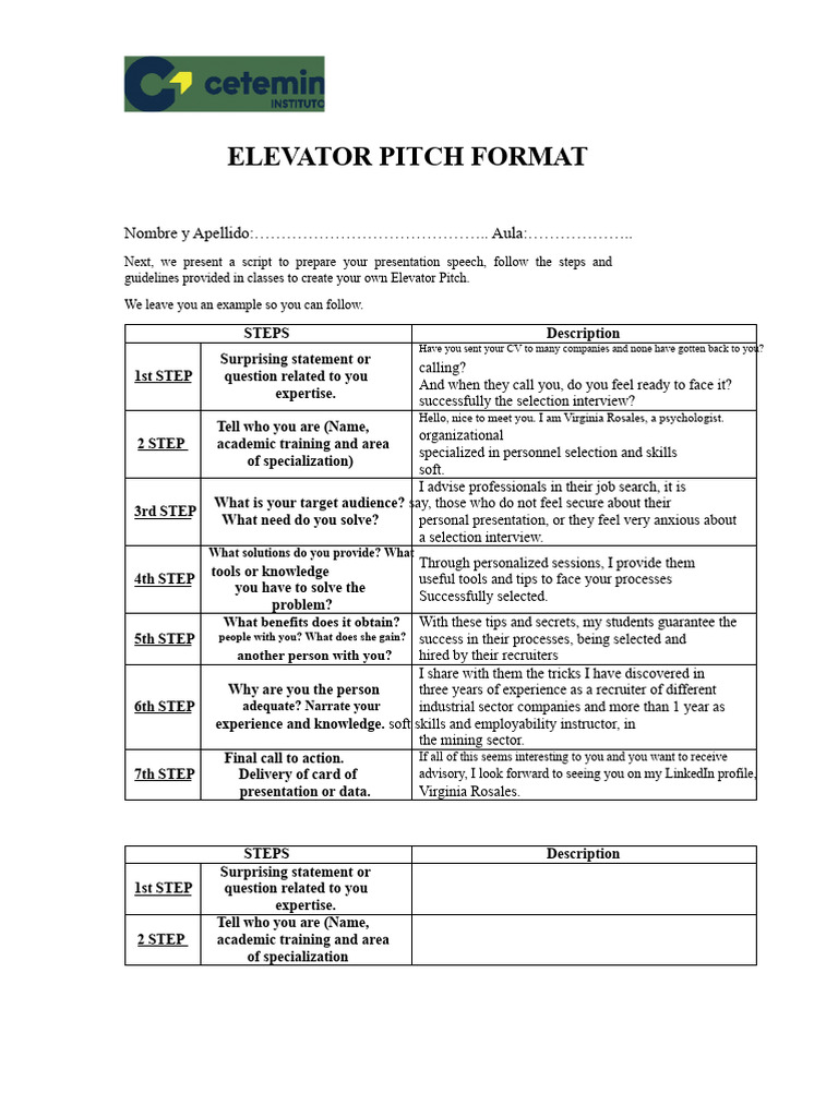 Elevator Pitch Preparation Guide | PDF
