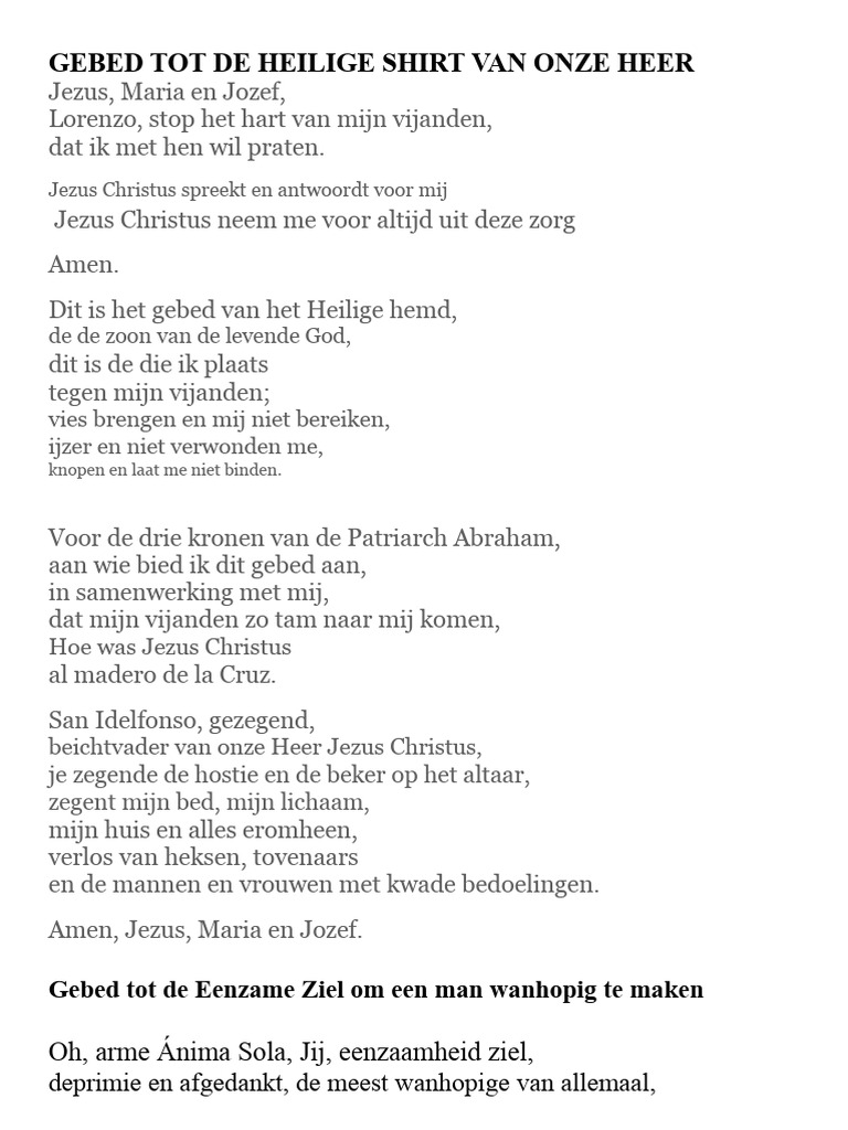 Gebed Tot Het Heilige Shirt Van Onze Heer | PDF