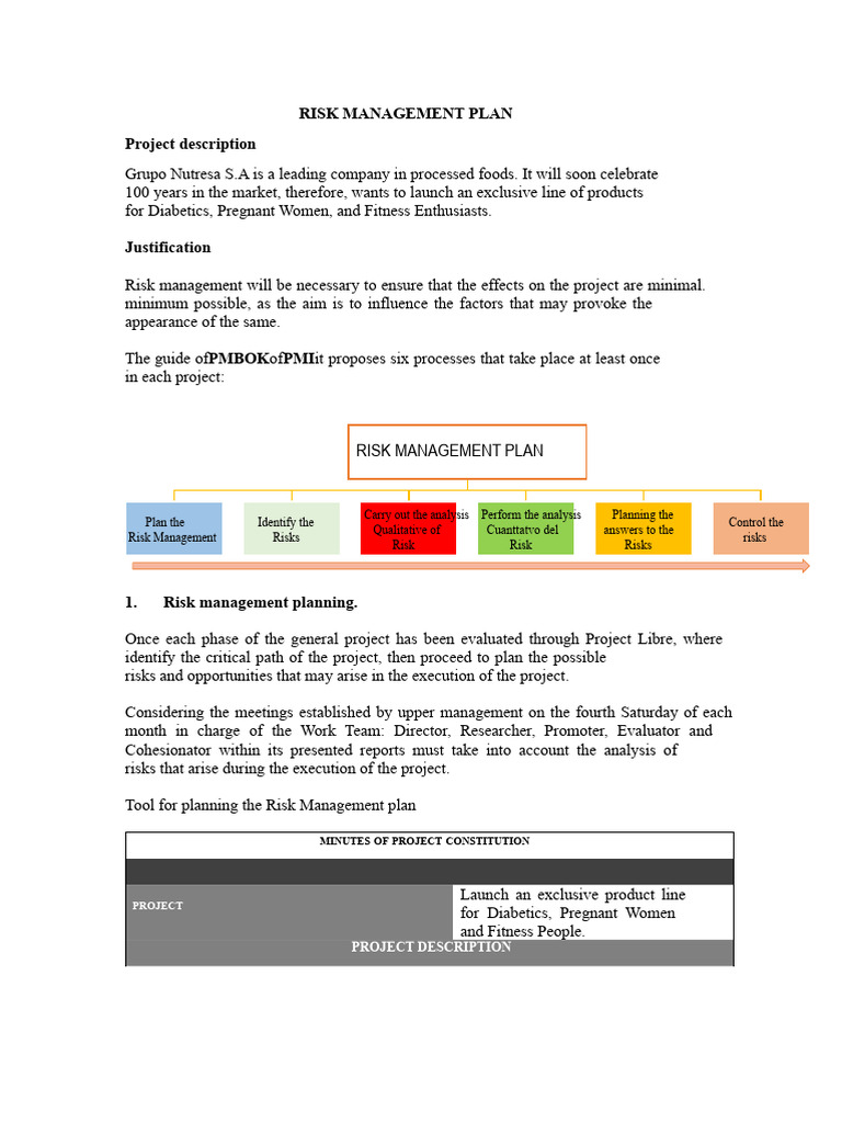 Risk Management Plan for Nutresa Project | PDF | Risk | Risk Management