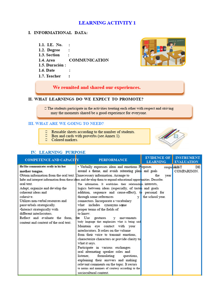 Interactive Communication Activity Plan | PDF | Nonverbal Communication ...