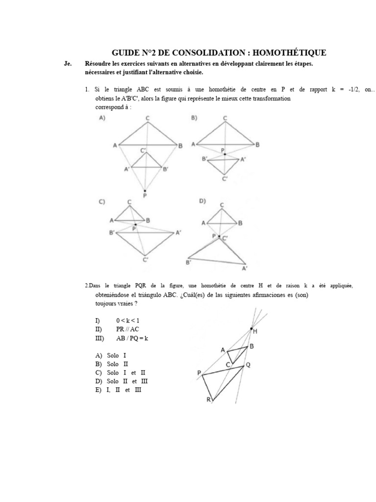 Guide sur l'homothétie en géométrie | PDF | Triangle | Mathématiques