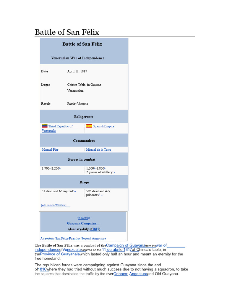 Battle of San Félix (SCRIPT) | PDF