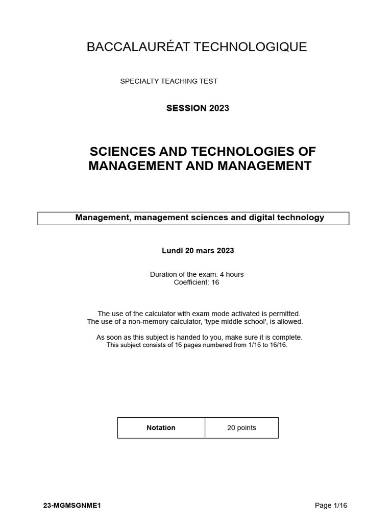 Bac 23-Management Day 1 | PDF | Books | Taxes