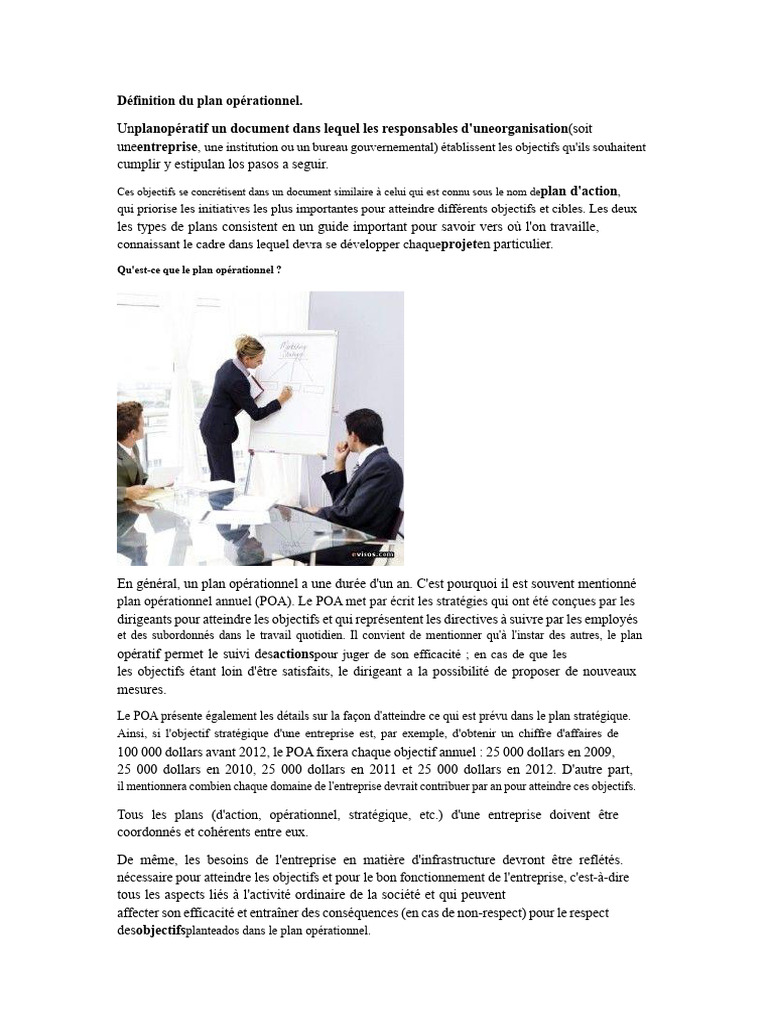 Comprendre le plan opérationnel annuel | PDF | Business | Planification