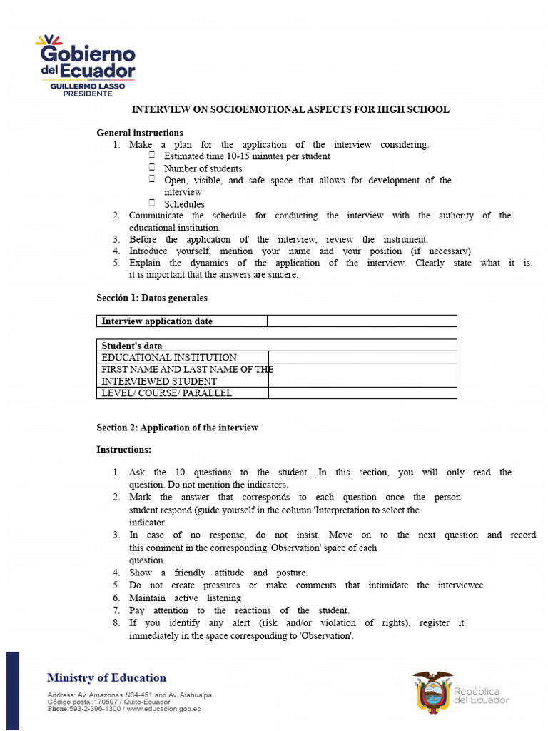 High School Interview 20 03 2023 | PDF | Interview | Behavioural Sciences