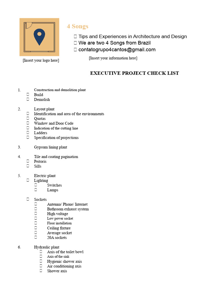 Architecture Project Checklist Guide | PDF | Roof | Building Engineering