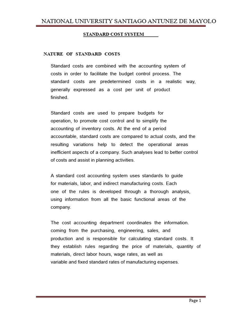 Standard Cost System Overview | PDF | Cost Accounting | Cost Of Goods Sold