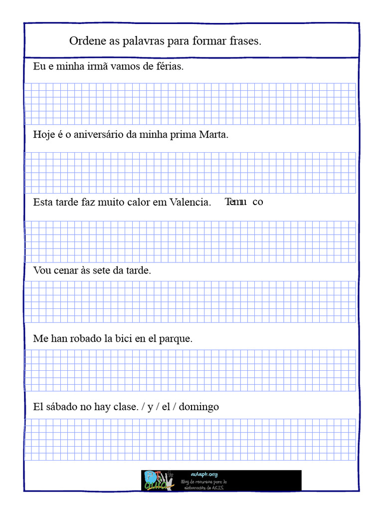 Ordena-Palavras-Para-Formar-Frases Cópia | PDF