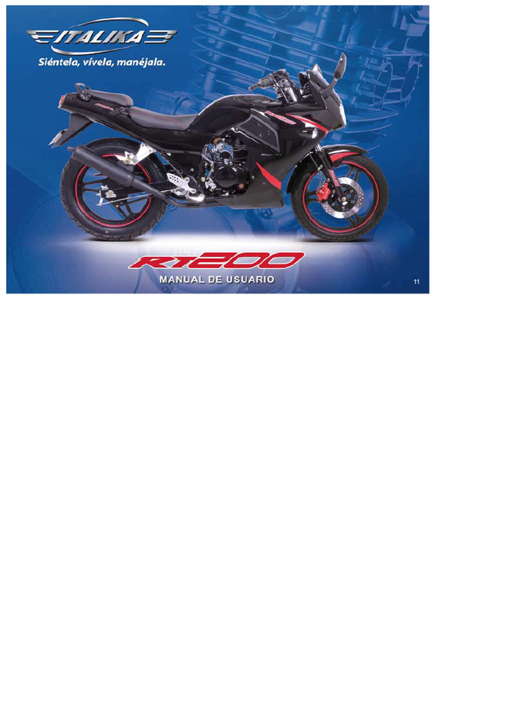 Italika RT200 User Manual & Maintenance Guide | PDF | Brake | Vehicles