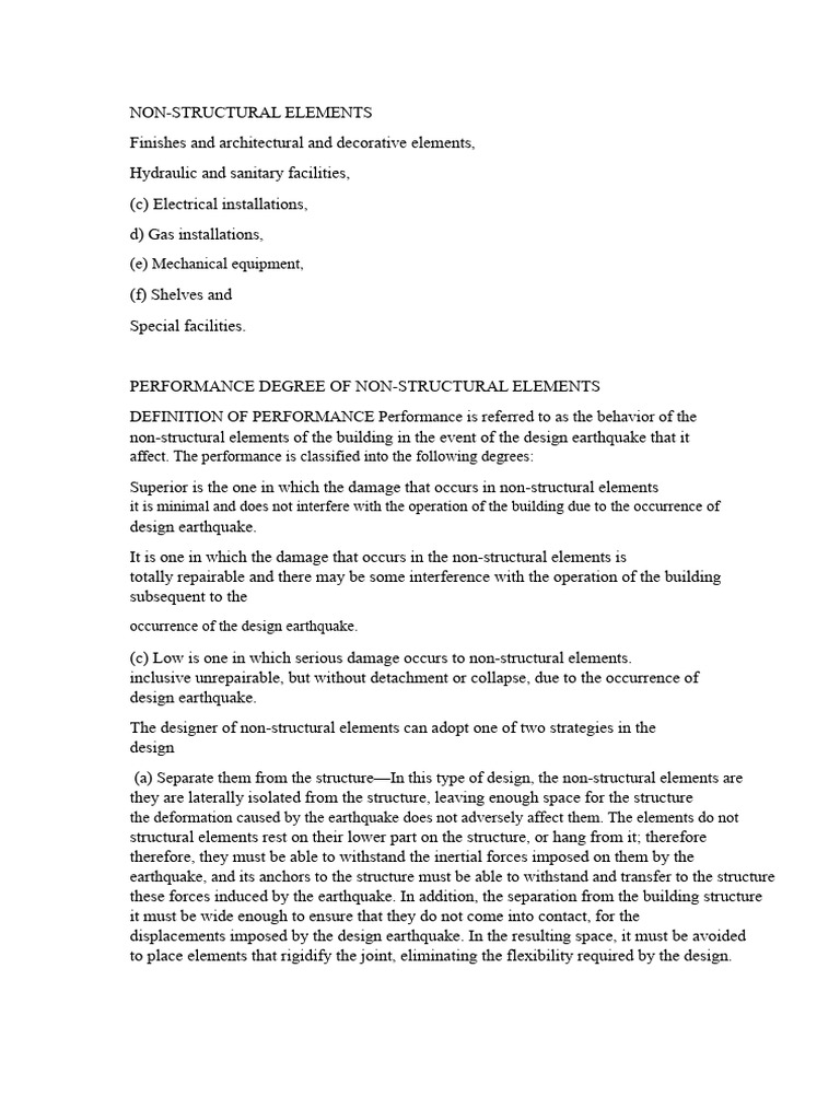 Non-Structural Elements Performance in Earthquakes | PDF | Building ...