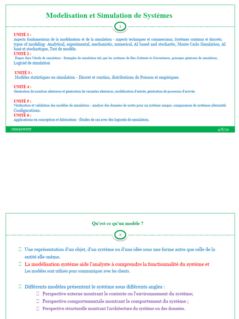 Modélisation et Simulation de Systèmes | PDF | Modèle mathématique ...