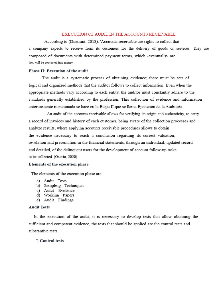 Accounts Receivable Audit Execution Guide | PDF | Audit | Financial ...