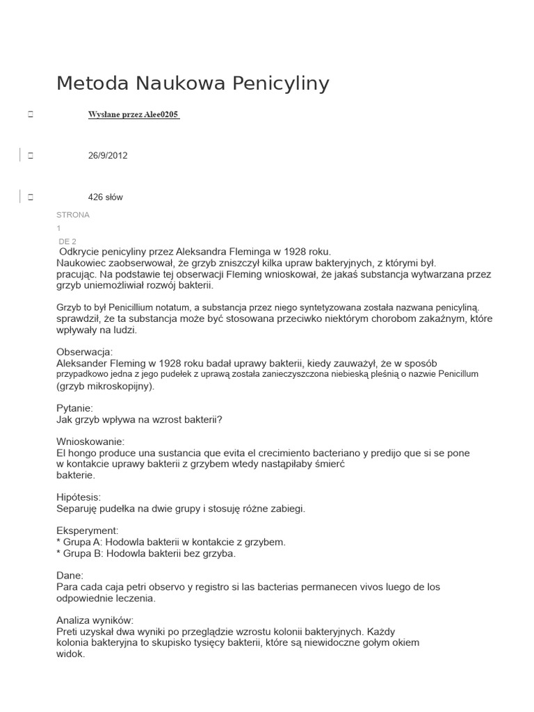 Metoda Naukowa Penicyliny PDF