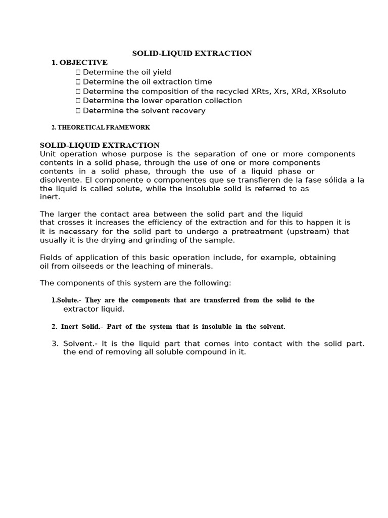SOLID-LIQUID EXTRACTION | PDF | Phase (Matter) | Applied And ...