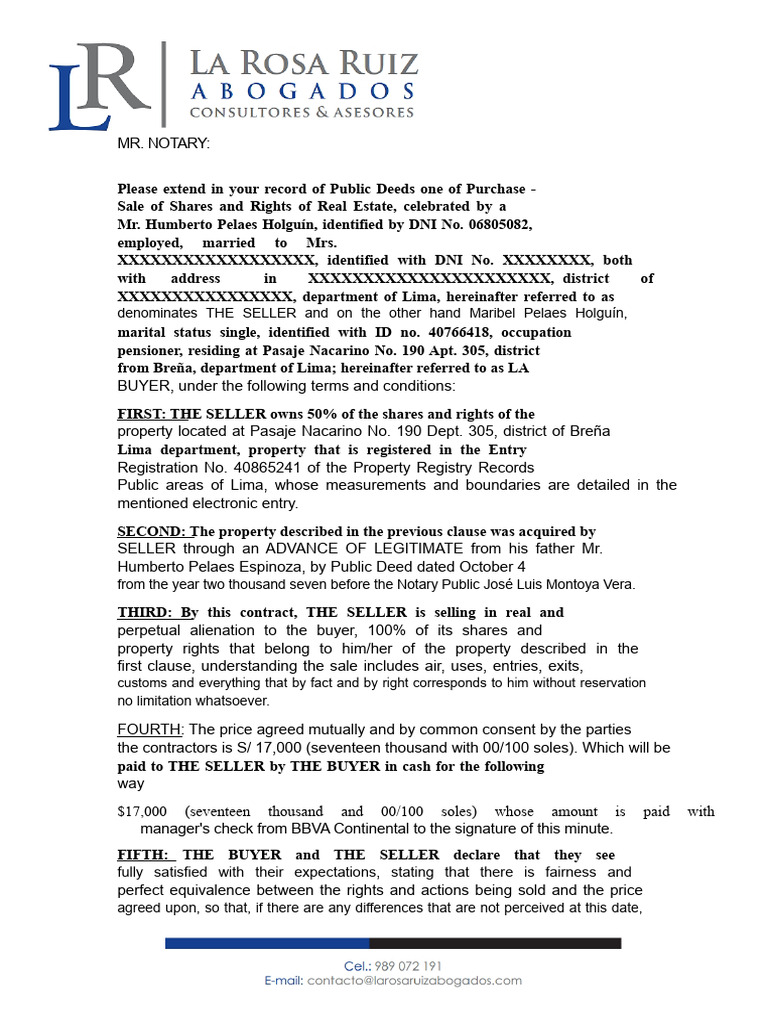 Minute of Sale Purchase of Shares and Rights Maribel Pelaes | PDF ...