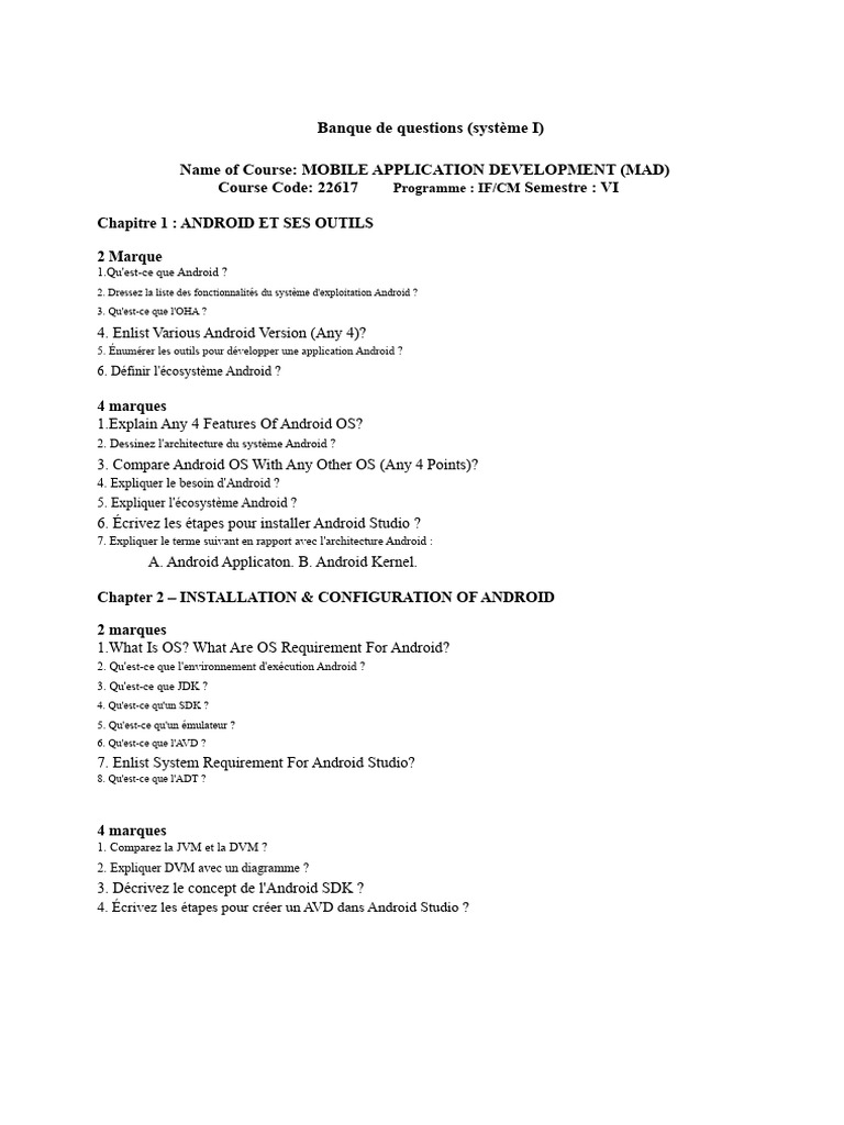 Questions sur le développement Android | PDF | Android (Système d ...