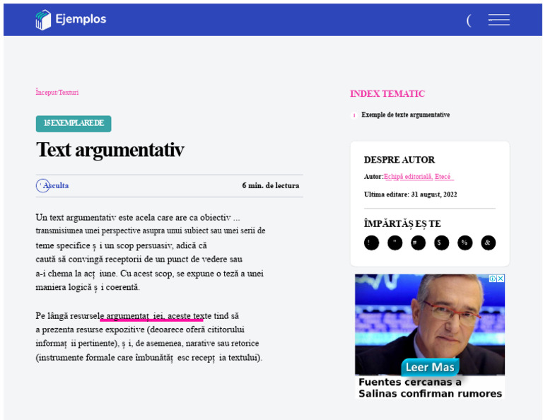15 Exemple de Text Argumentativ | PDF