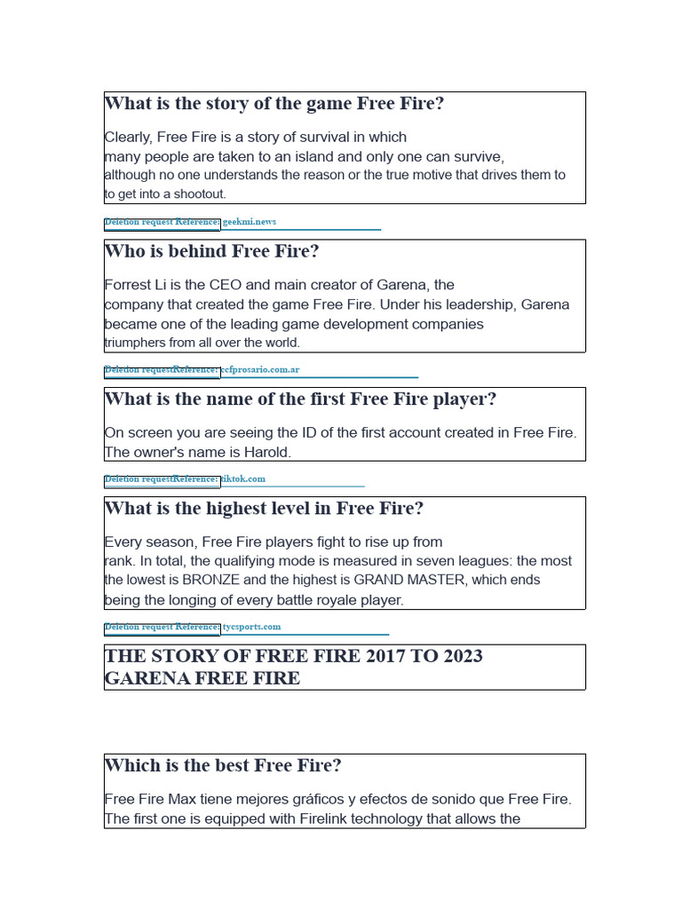 Free Fire Game Overview and Tips | PDF