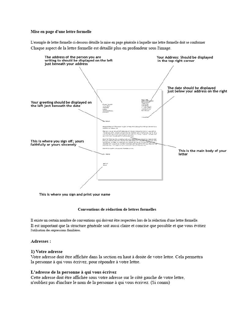 Guide de mise en page d'une lettre formelle | PDF | Mise en page