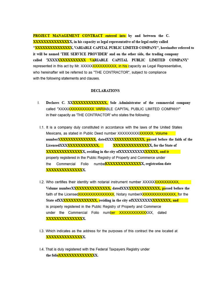 Project Management Contract Agreement | PDF | Consideration | Interest