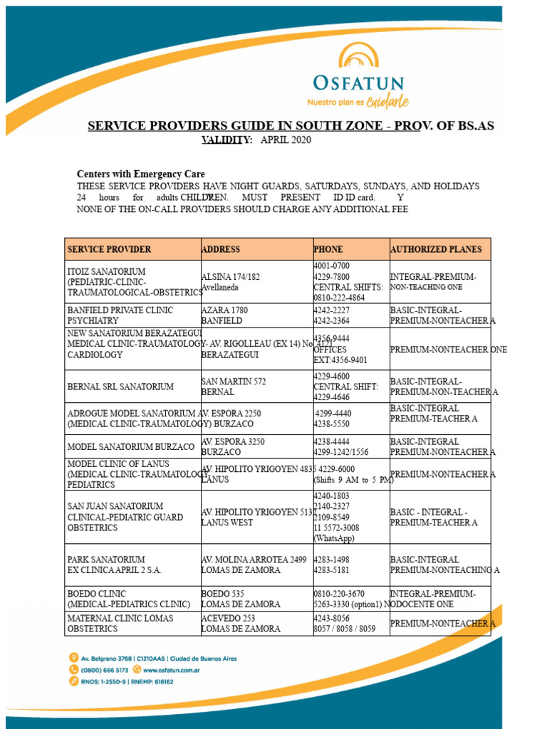 Provider Booklet South Zone Prov. Bs As 05 2020 | PDF | Clinical ...