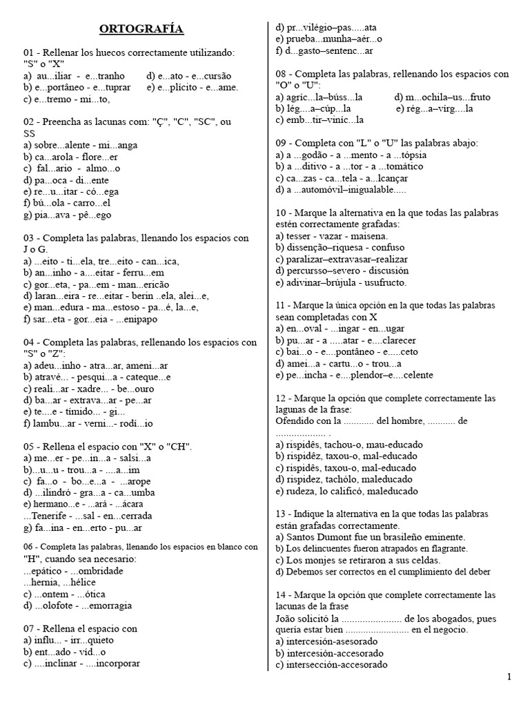 Ejercicios de Ortografía y Gramática | PDF | Comunicación humana ...