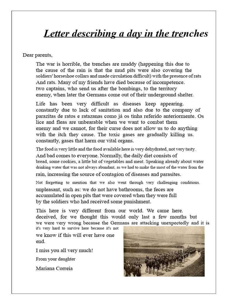 Letter Describing A Day in The Trenches | PDF