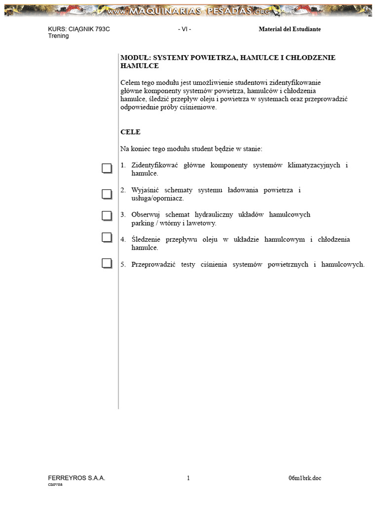 Podręcznik Systemu Powietrznego Hamulców Ciężarówki 793c Caterpillar | PDF